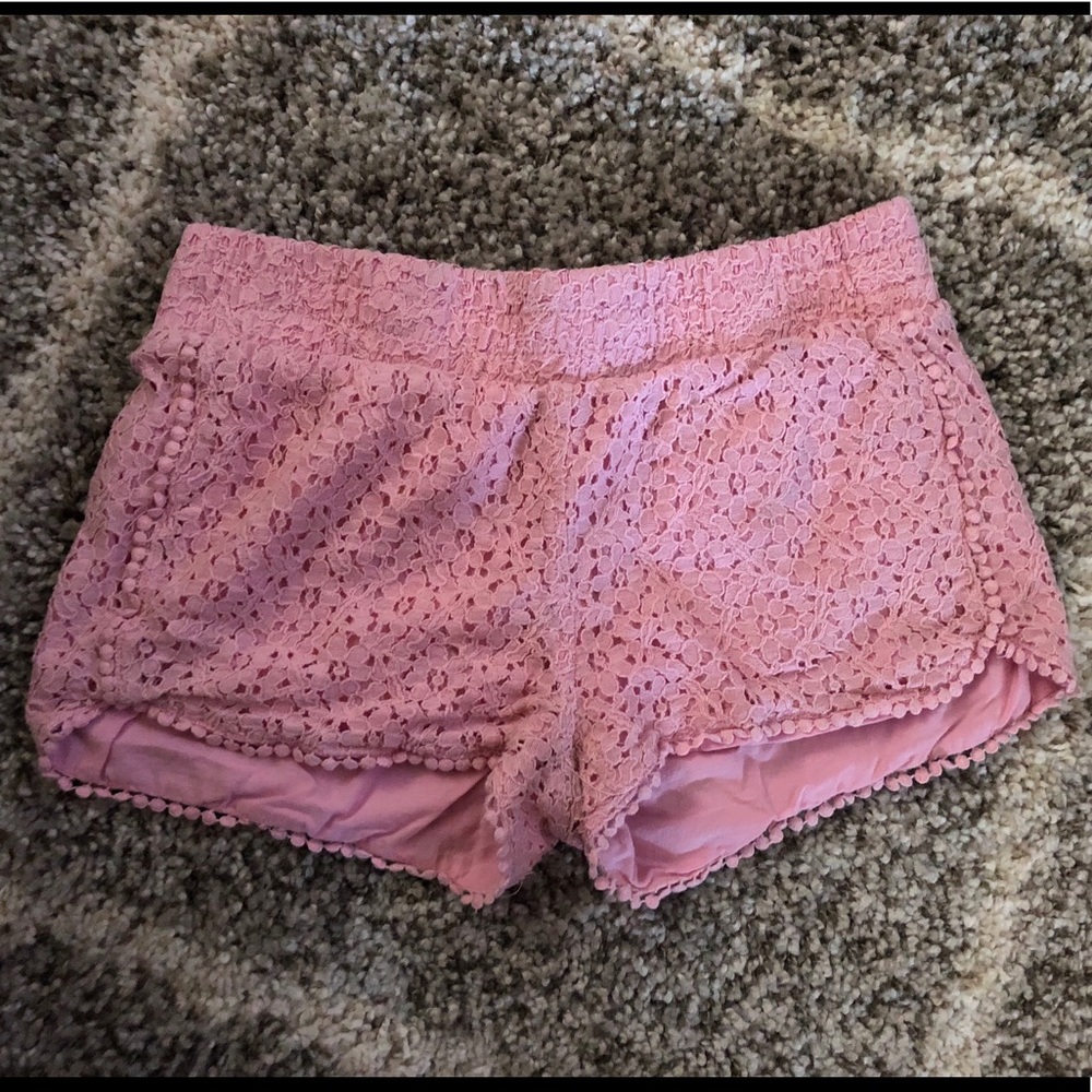 Pink lace shorts